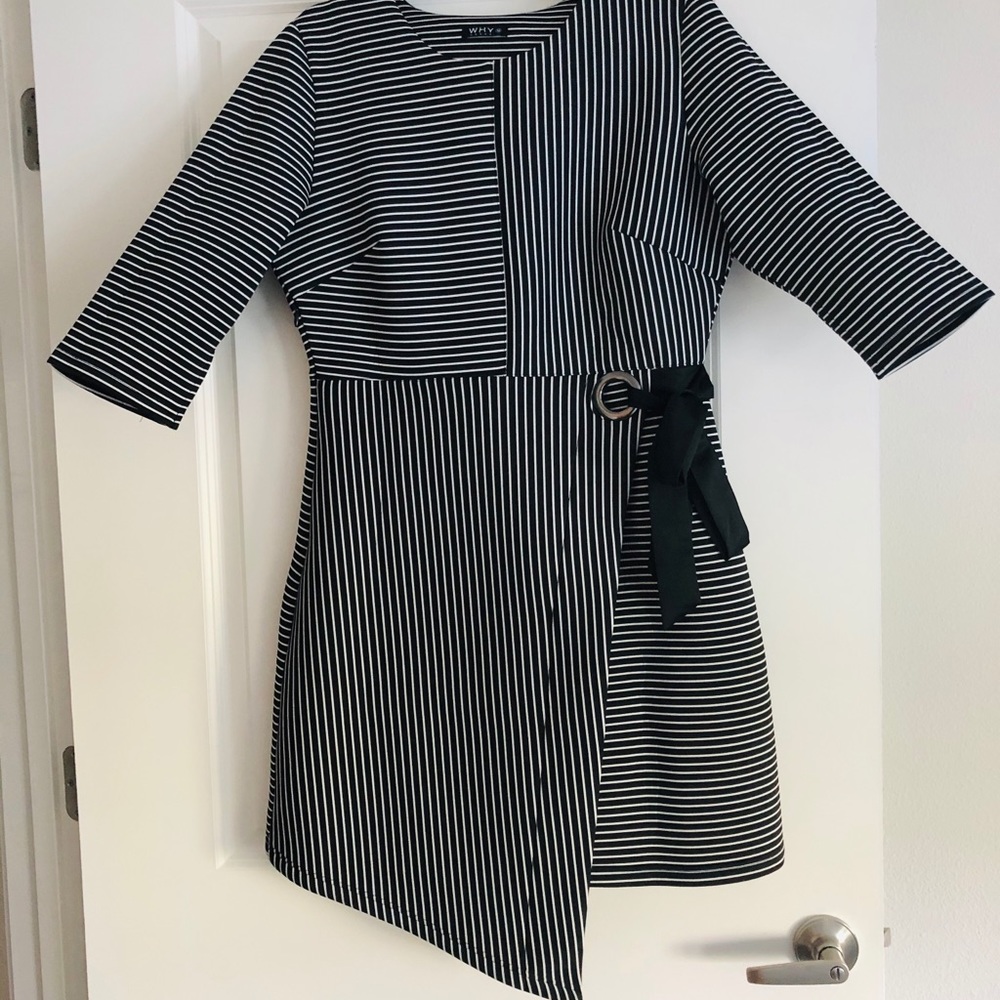 Beautiful and Flattering Black/White Stripe Dress